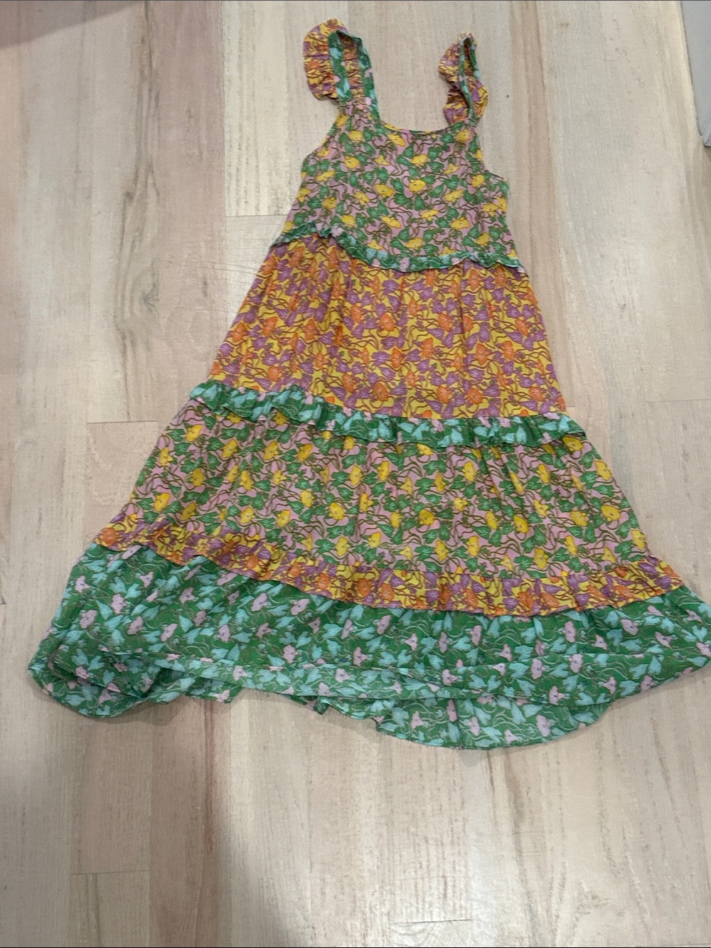 Zara Floral Sundress in Green, Yellow & Pink